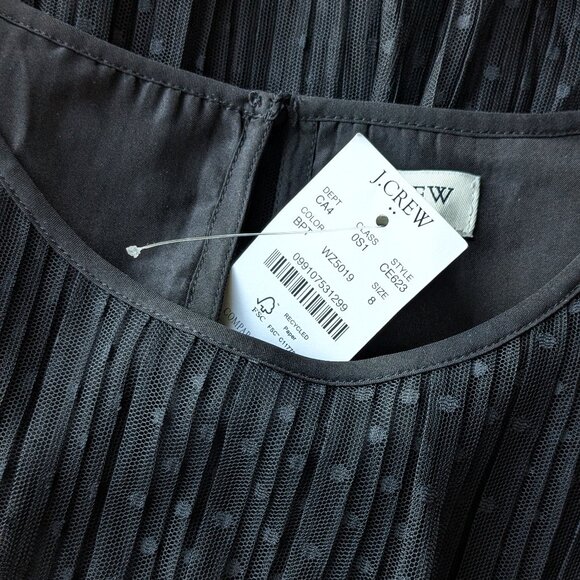 NWT J. CREW Pleated Flock-Dot Puff-Sleeve Dress SZ 8 - Picture 12 of 15